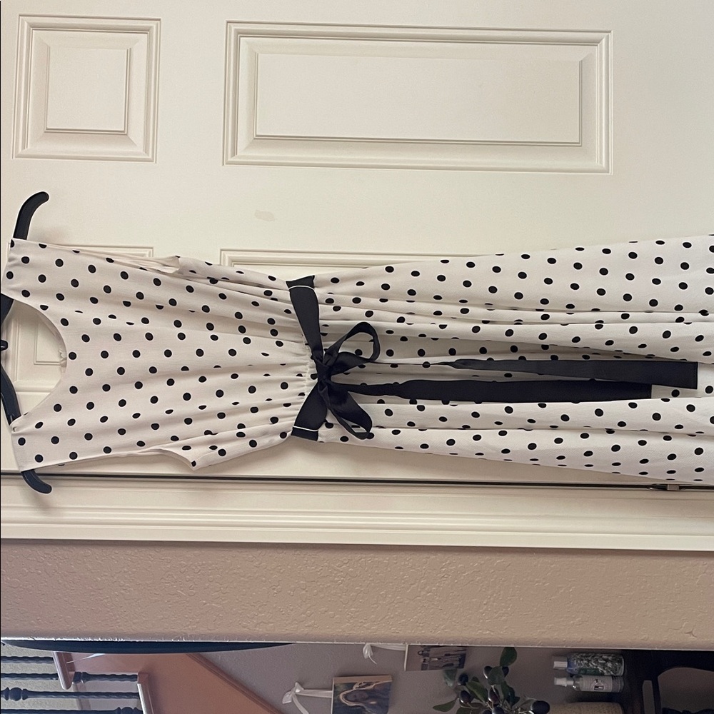 Polka Dot Midi Dress - Black and White
